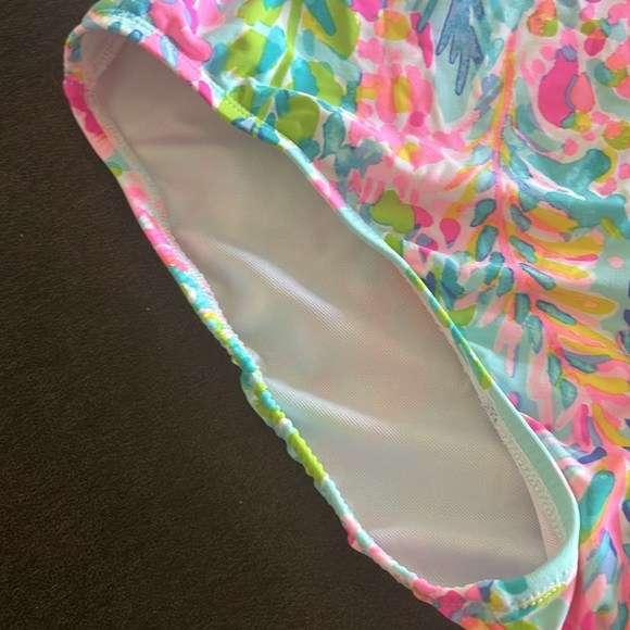 Lilly Pulitzer Lanai Halter One Piece Catch The Wave Swimsuit Blue Pink Size 2 - Picture 2 of 9